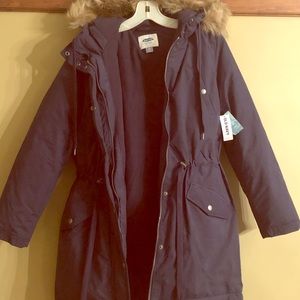 Old Navy Navy Blue Parka (faux fur)